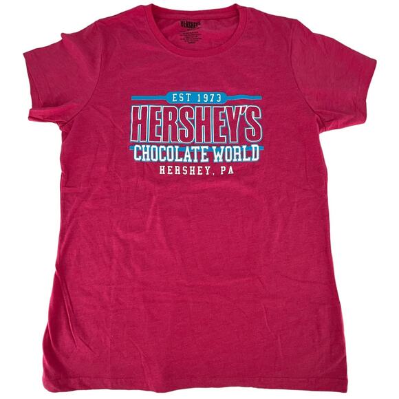 Ladies Hershey's Jersey Short Sleeve Crew Neck Tee Shirt Pink Size Medium - Picture 1 of 9